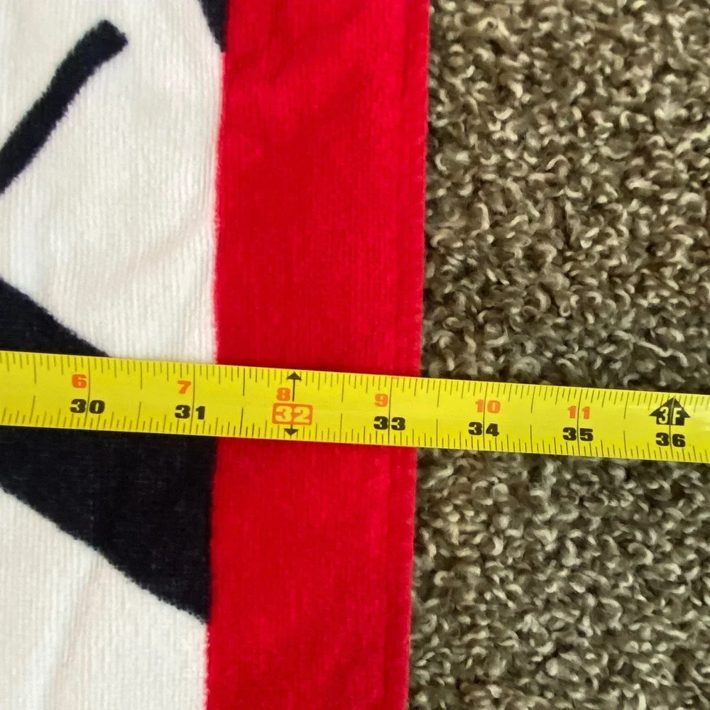 Y2K Tommy Hilfiger Beach Towel White Red Navy Blue Logo‎ Print 100% Cotton